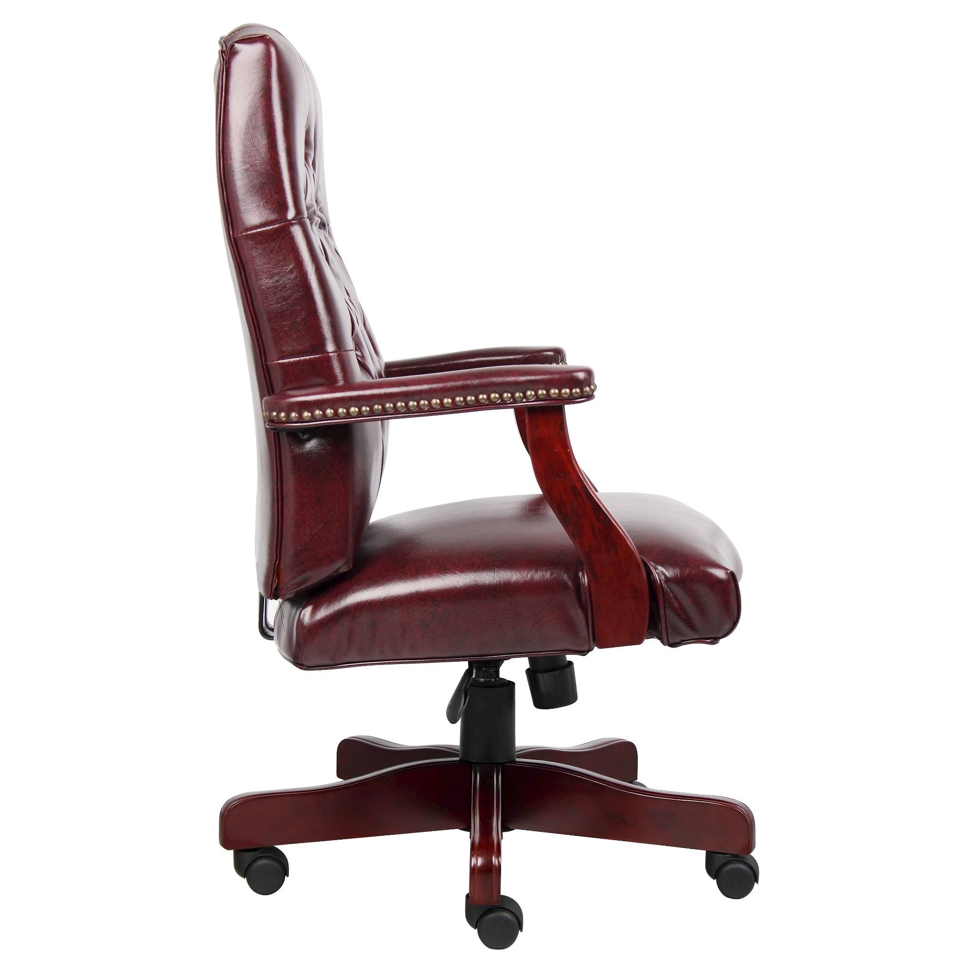 Boss Widmore Traditional Tufted Vinyl Executive Chair, Mahogany