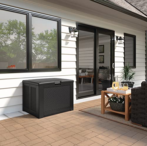Rubbermaid Extra Large Resin Outdoor Storage Deck Box (134 Gal), Weather Resistant, Gray, Deck Organization for Home/Backyard/Pool Chemicals/Toys/Garden Tools/Porch/Patio Cushions