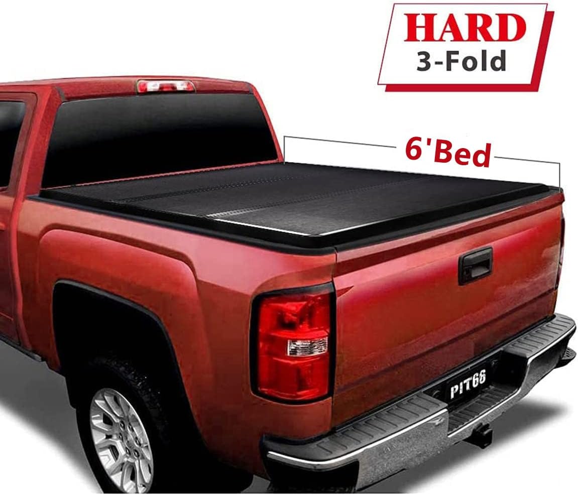 Hard Tri-Fold Truck Bed Tonneau Cover Compatible with 2015-2021 Chevy Colorado/GMC Canyon 6'2'' Bed (74'') PIT66 Pickup Hardtop Folding Covers