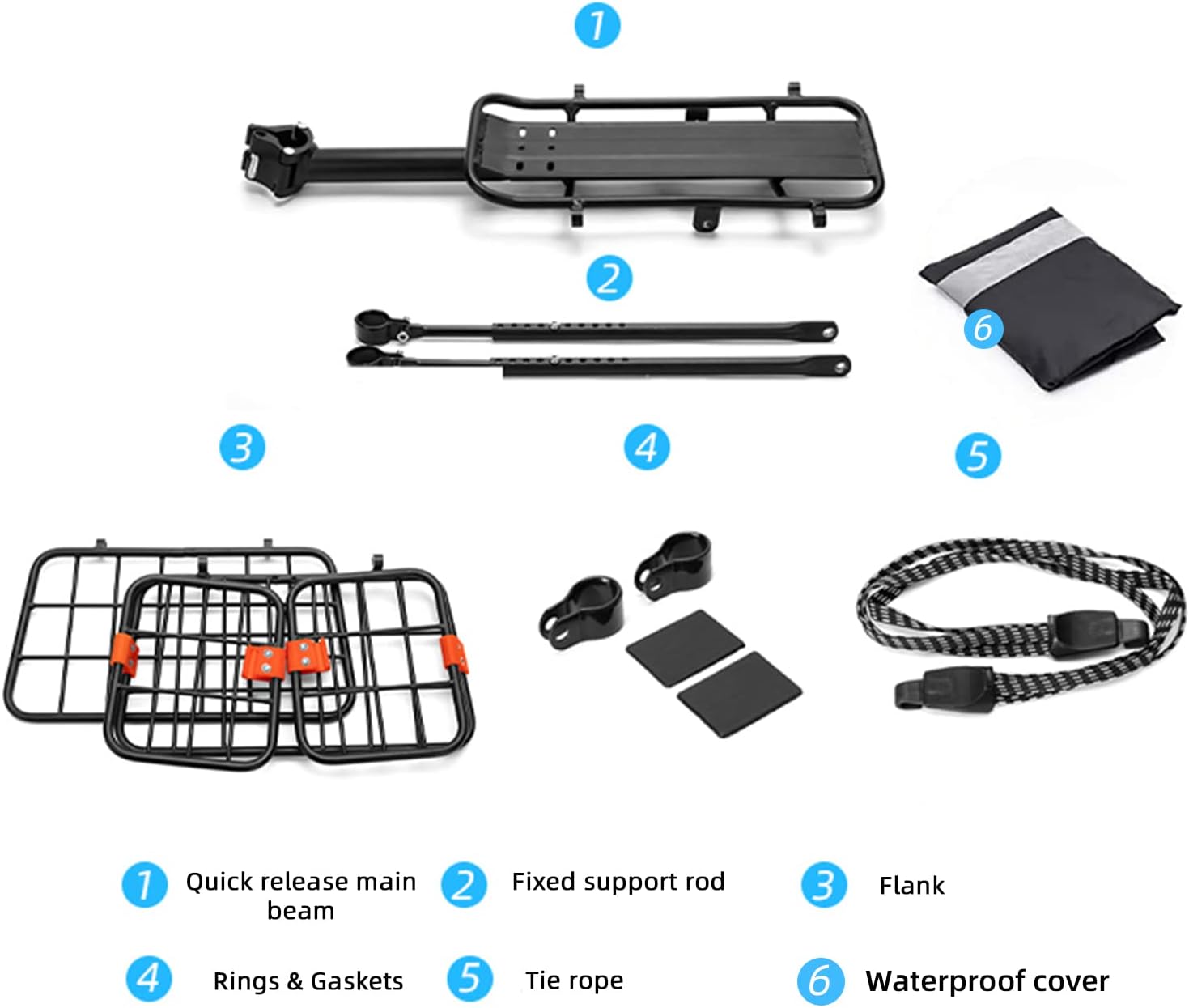 Bike Cargo Rack with Basket, 165 LB Load Bicycle Carrier Rack Bike Rear Rack - Quick Release & Adjustable, Aluminum Alloy Bike Back Rack with Free Bungee Cord & Waterproof Cover Pack of 2