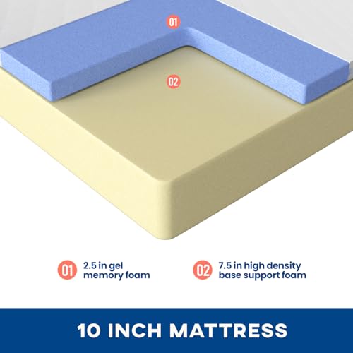 FDW 8 inch Twin Mattress Gel Memory Foam Mattress for Cool Sleep & Pressure Relief, Medium Firm Mattresses CertiPUR-US Certified/Bed-in-a-Box/Pressure Relieving (8 in, Twin)