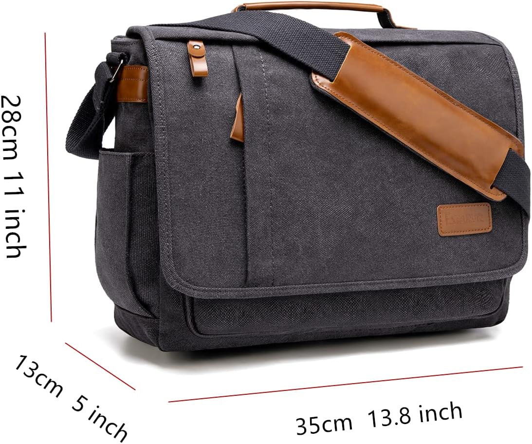 Estarer Laptop Messenger Bag 17-17.3 Inch Water-resistance Canvas Shoulder Bag for Work College