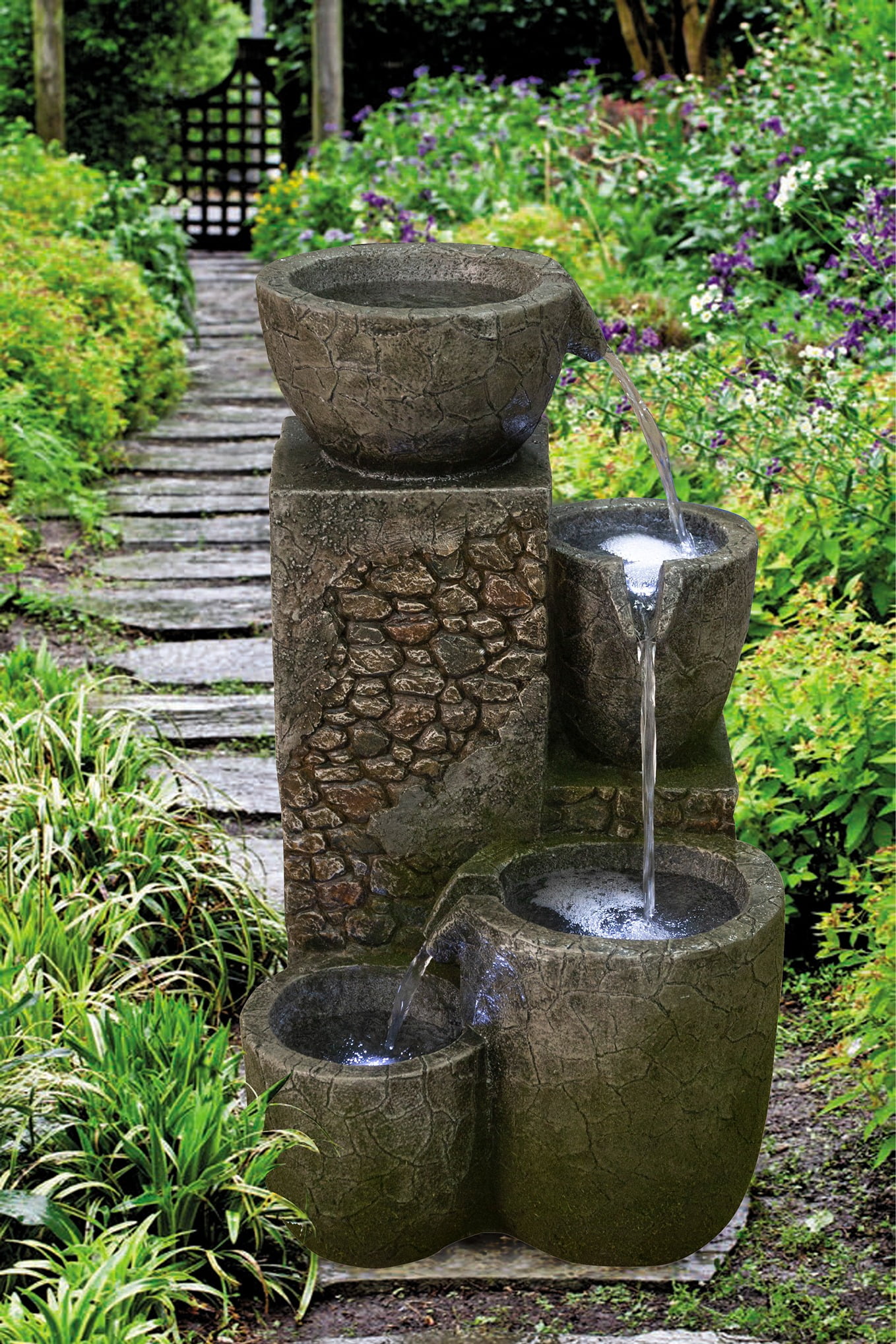 22" Rock Fountain with 3 Cool White LEDS - Curated Treasures Market