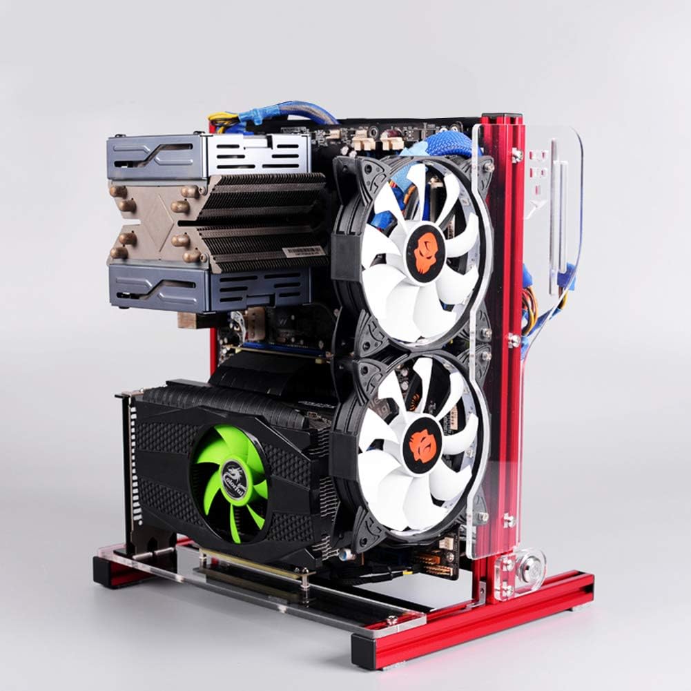 Bewinner Open Frame Chassis,DIY Mini Open Aluminum Alloy Frame ITX Motherboard PC Computer Case,Made of 20 20 Aluminum Alloy,Support ATX Ordinary Large Power Provide