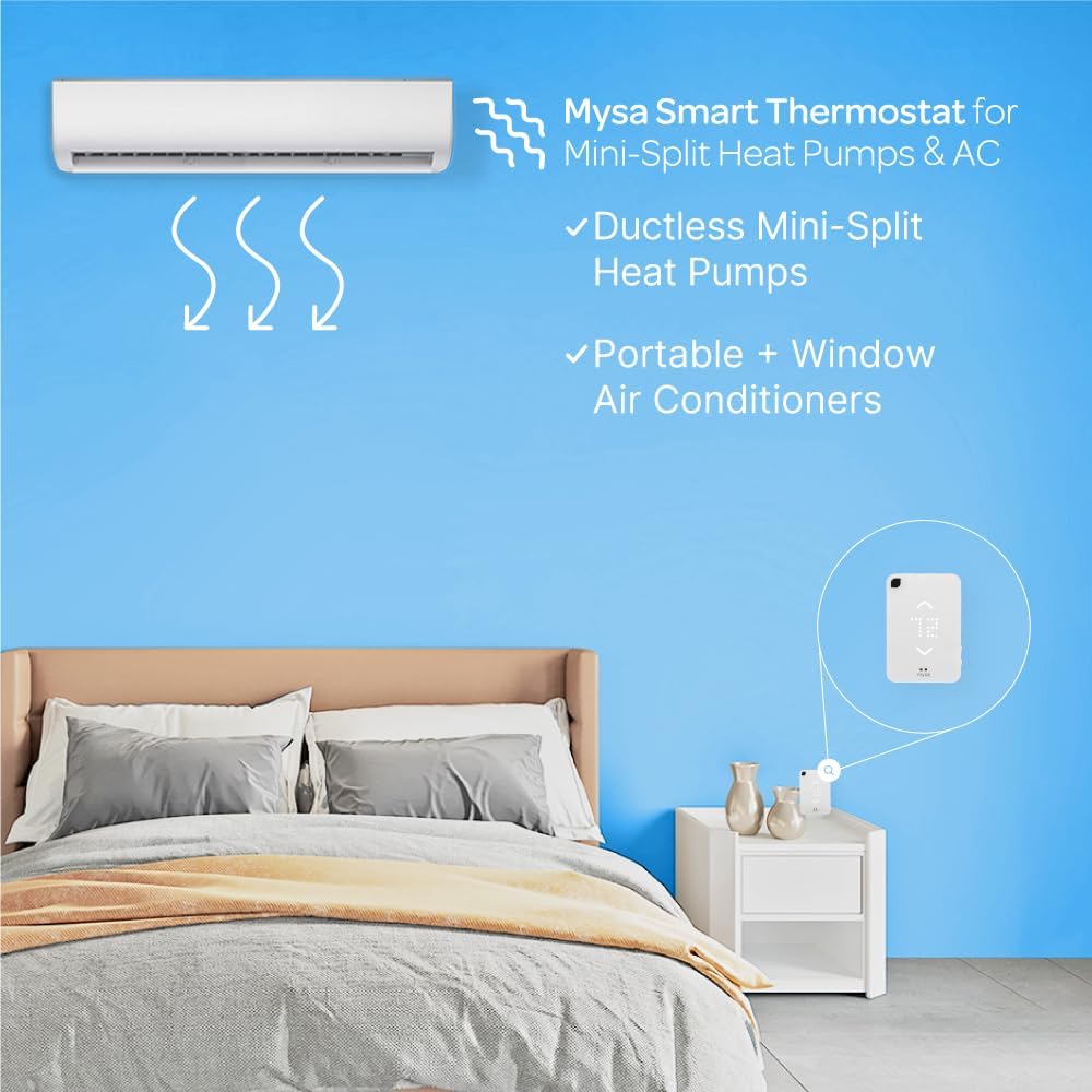 Mysa Smart Thermostat for Mini-Split AC/Heat Pumps | Smart Controller Replaces Remote | Easy Setup | Use w/HomeKit, Alexa, Google Home | Wi-Fi Programmable | Remote Control with Free App