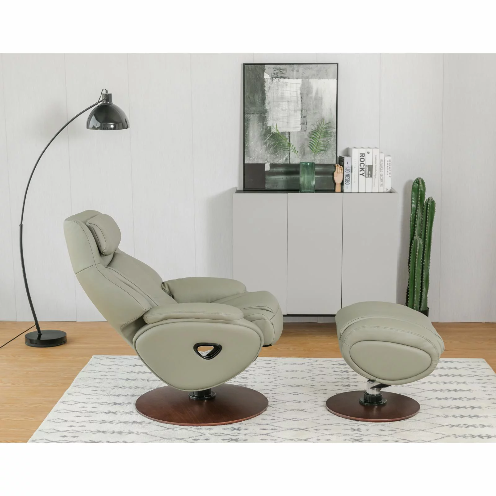 Barcalounger Marjon Leather Pedestal Recliner with Ottoman