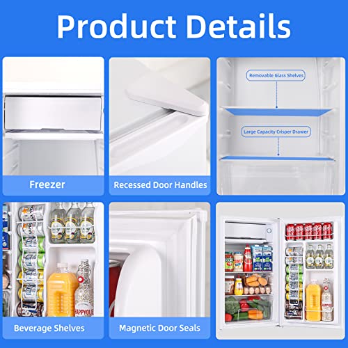 BANGSON Mini Fridge with Freezer,3.2 Cu.Ft.