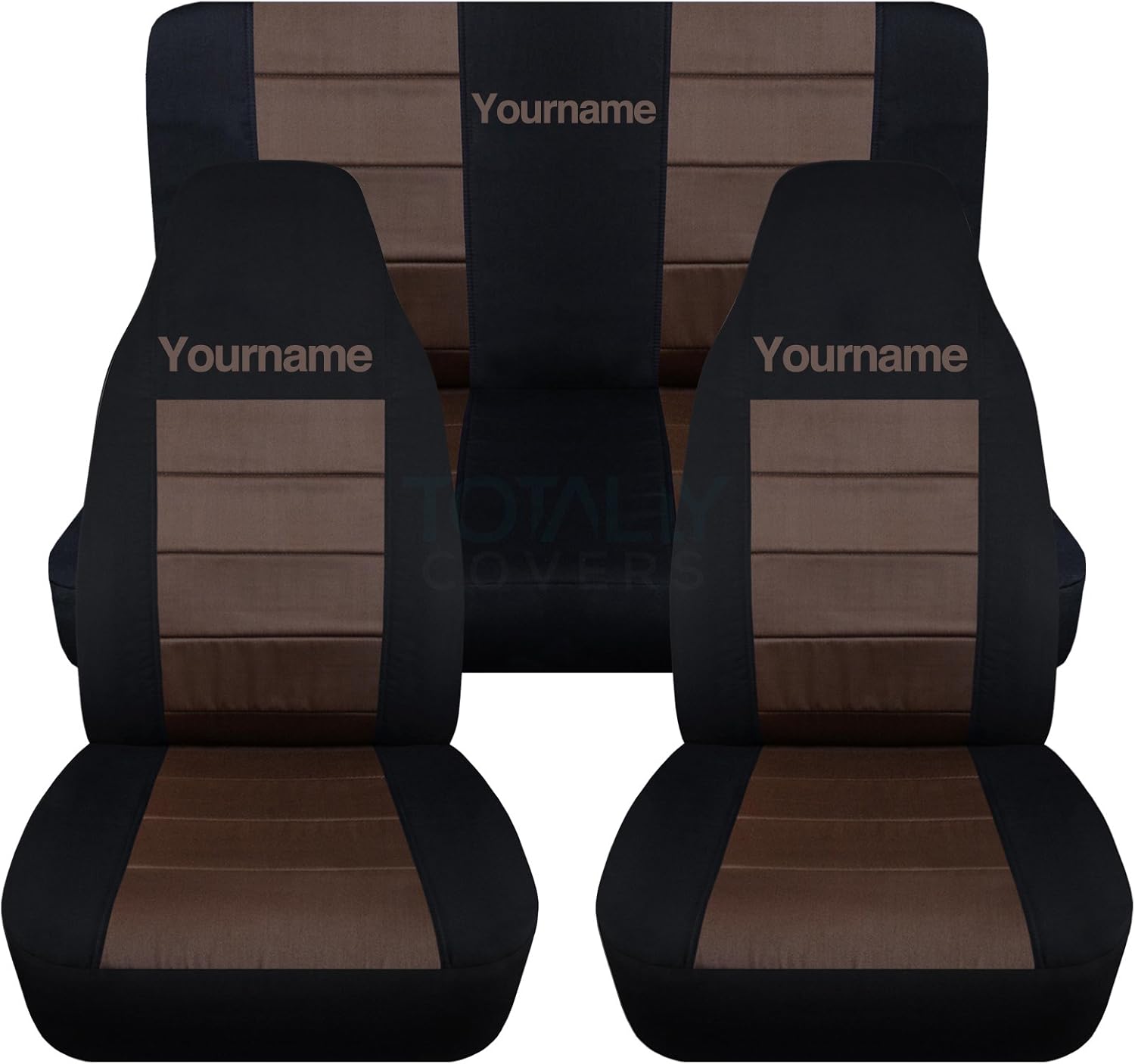 Totally Covers Compatible with 1997-2006 Jeep Wrangler TJ 2-Tone Seat Covers with Your Name/Text: Black & Lime Green - Full Set: Front & Rear (22 Colors) Complete Bench
