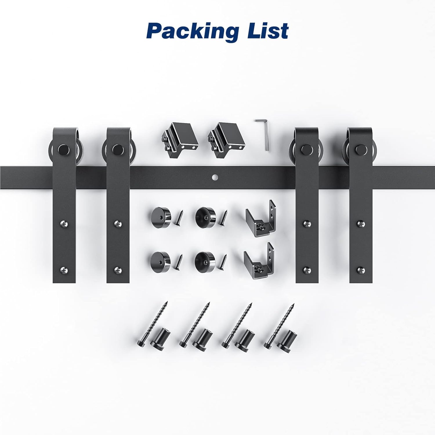 EaseLife 5 FT Cabinet Mini Sliding Double Barn Door Hardware Track Kit,Easy Install,Slide Smoothly Quietly,Apply for Storage Window TV Stand and Other Shielding (No Cabinet)