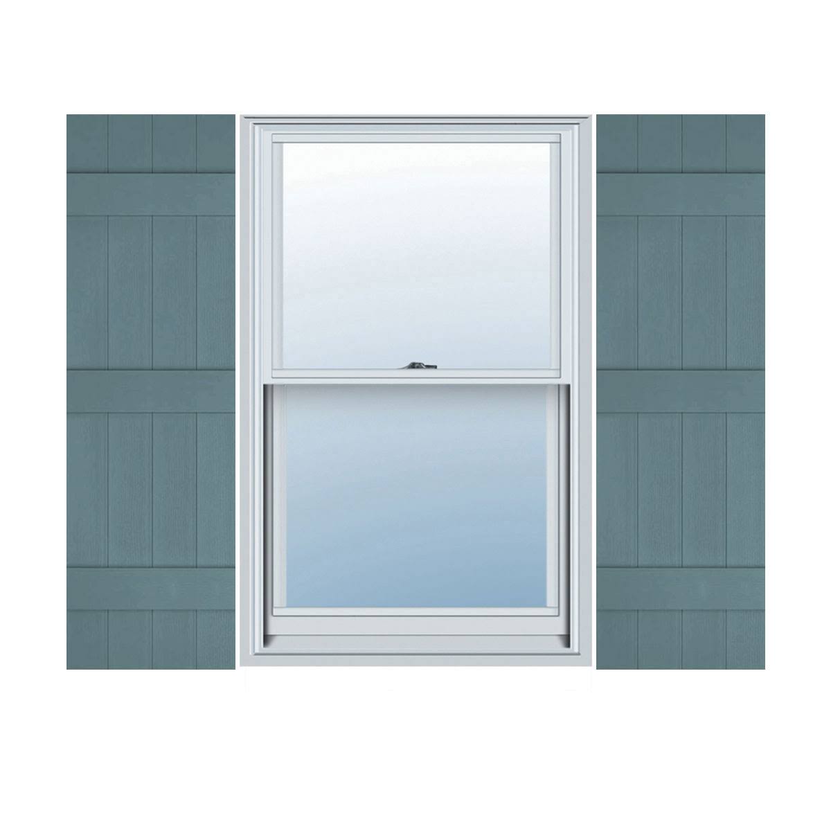 14 inchw x 57 inchh Lifetime Vinyl, Custom Four Board Joined (3 Batten), Board-n-Batten Shutters, Wedgewood Blue
