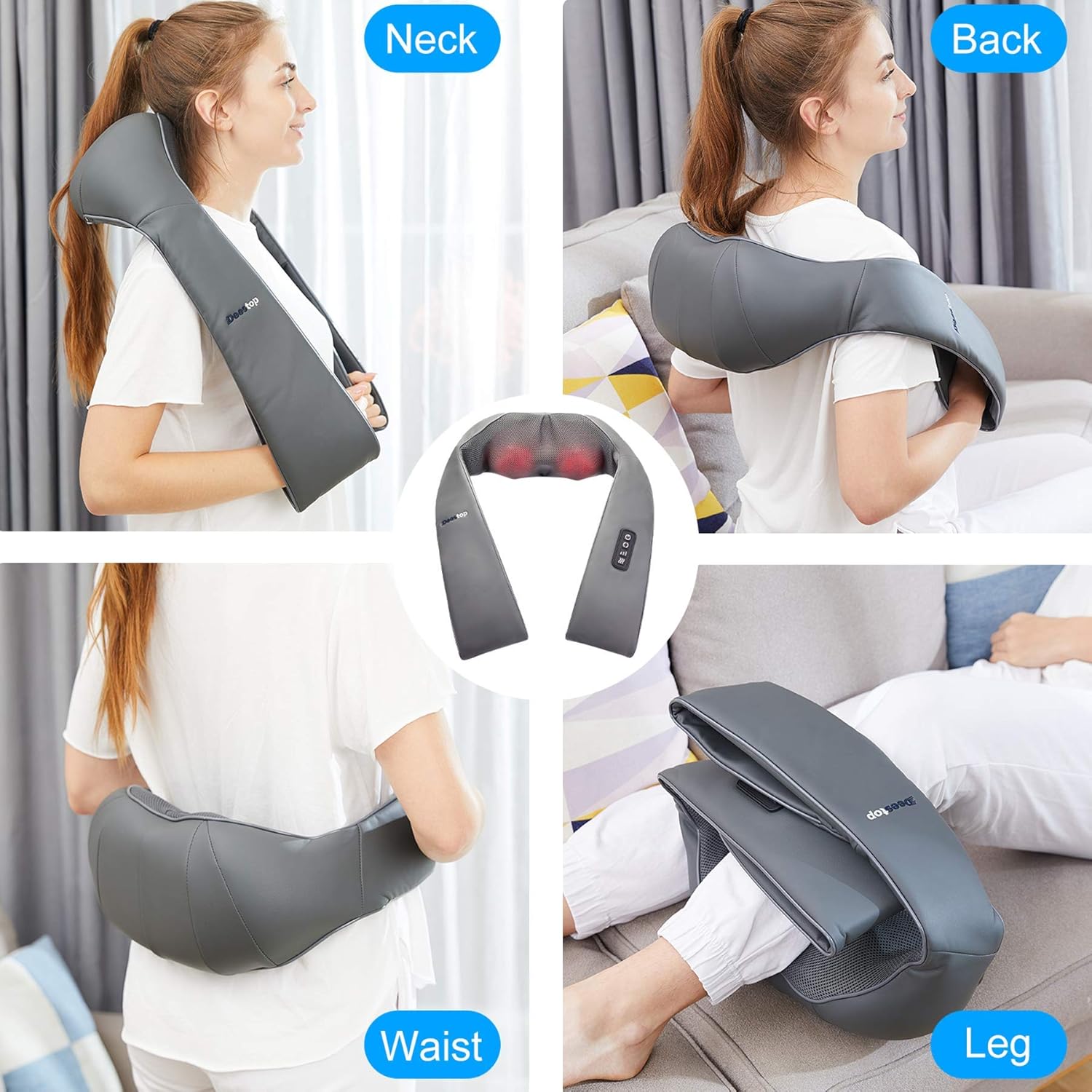 Shiatsu Neck and Back Massager with Heat, Electric Shoulder Massager Deep Tissu Kneading Massage Pillow, Massagers for Neck Back Full Body Pain Relief, Home Car Office Use - Gift for Family Friends