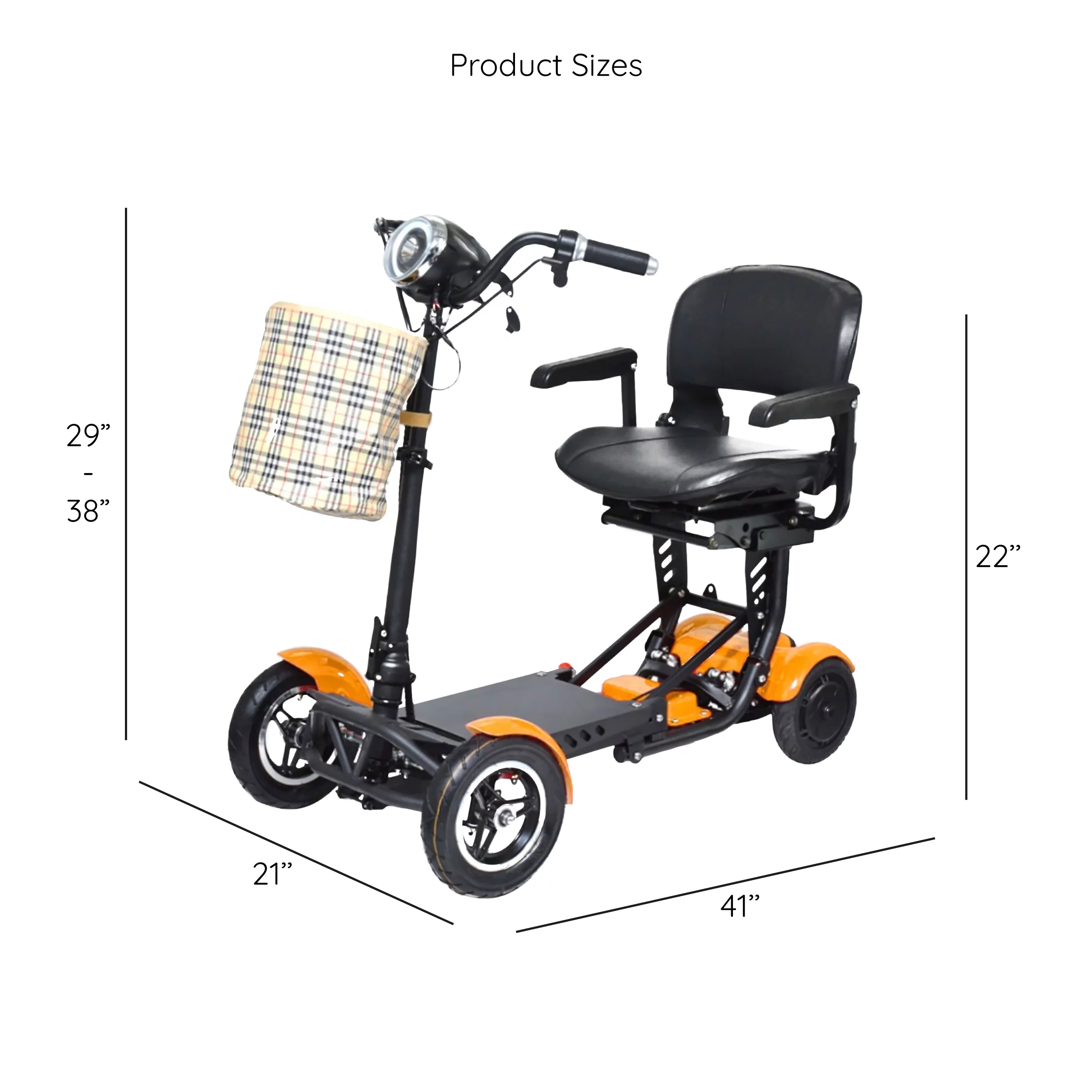 Bangeran Electric Mobility Scooter, 4 Wheel Foldable Portable, Up to 12 Miles - Blue