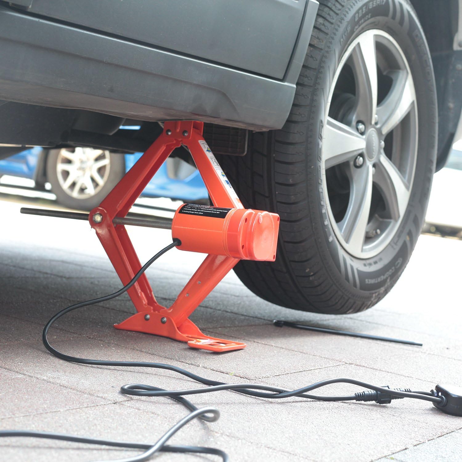 Electric Car Floor Jack 5 Ton All-in-one Automatic 12V Scissor Lift Jack Set for SUV w/Remote Tire Change Repair Emergency Tool Kits Floor Jack for Vehicle Wheel Change (5T)