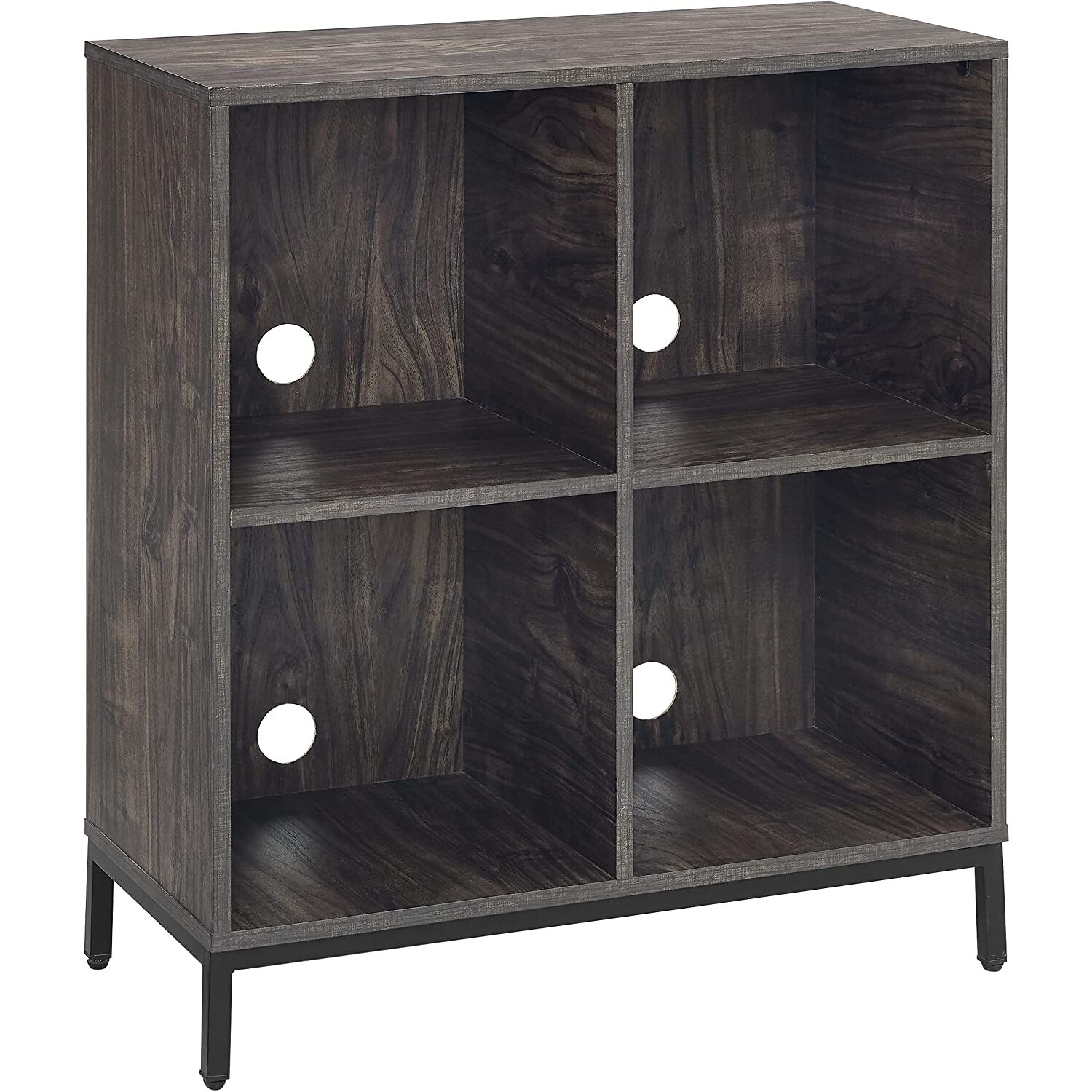 Crosley Furniture Jacobsen Wood Record Storage Cube Bookcase in Brown Ash