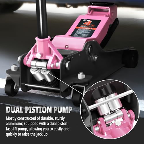 DNA MOTORING Floor Jack 3 Ton (6000 lbs) Capacity, Fast Lift Service Jack Low Profile Steel Heavy Duty Hydraulic Car Jack, Lifting Range 3"-20", Black, TOOLS-00475-BK