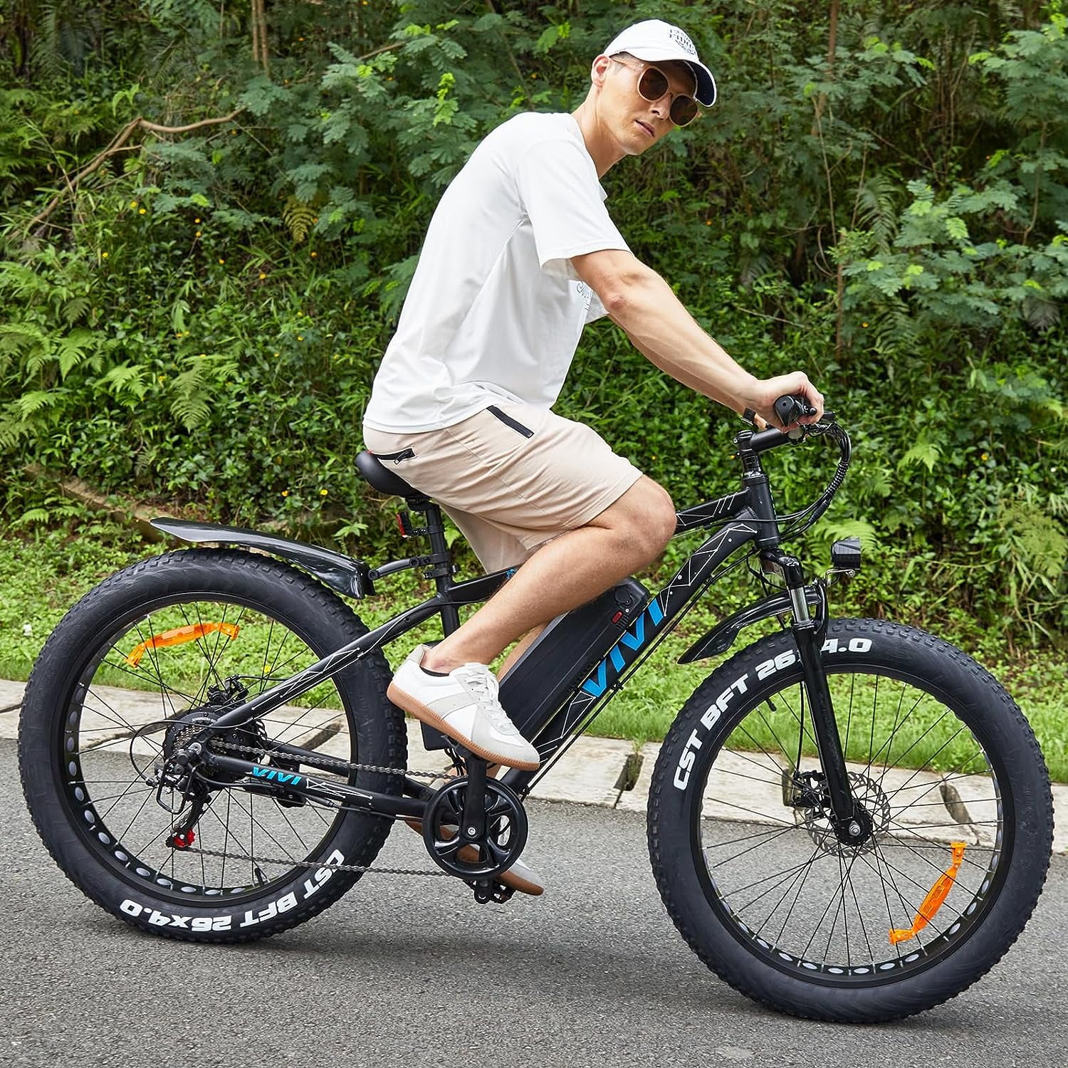 Vivi Electric Bike 26 x 4.0 Fat Tire Electric Bike 500W All Terrain Electric Bike 50 Miles Long Range Electric Mountain Bike Beach Bike Snow Bike