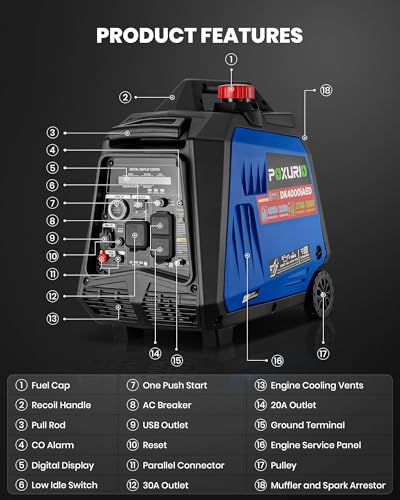 4000 Watt Inverter Generator, 120V Gas Powered Generator Super Quiet, RV Ready/EPA for RV, Camping and Home