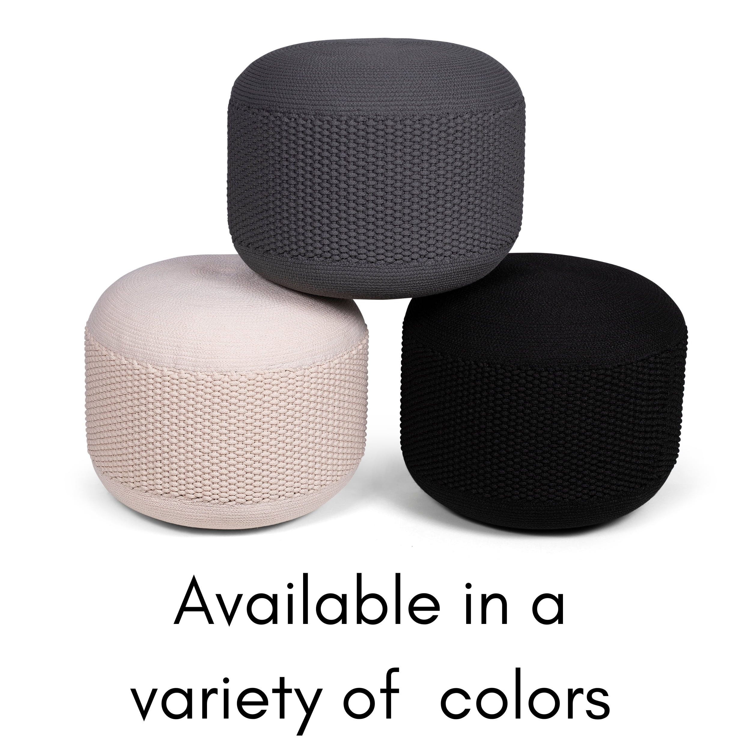 BirdRock Home Woven Knitted Indoor or Outdoor Pouf - Black