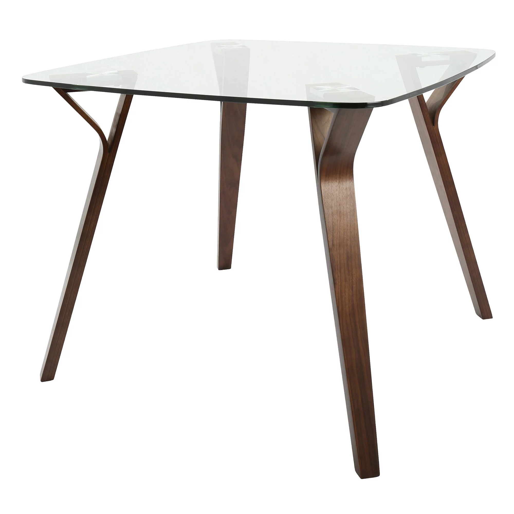 Folia Mid-Century Modern Dining Table in Walnut and Glass by LumiSource