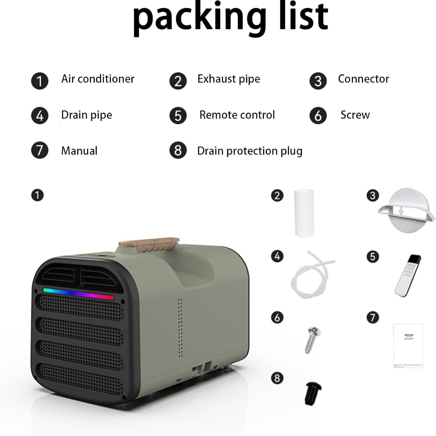 New Small Camping Air Conditioning, Portable Rv Air Conditioner, 1500W 5200BTU Fast Cooling, Dehumidification Mode, Remote Control, Low Noise