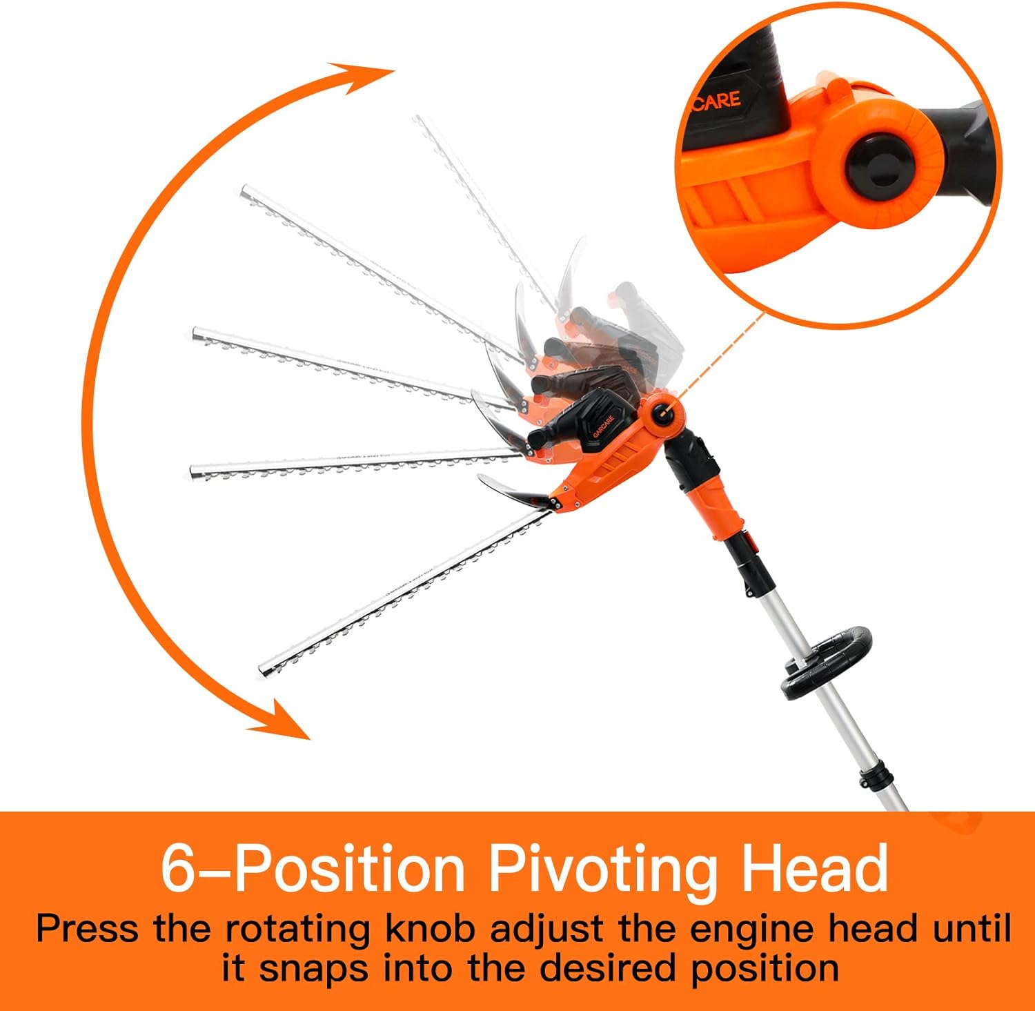 GARCARE Cordless Pole Hedge Trimmer, 2 in 1 Electric Telescopic Hedge Trimmers Long Reach with 20V 4.0Ah Battery and Quick Charger (20inch Cutting Blade Length,3/4inch Cutting Capacity, 1200rpm)