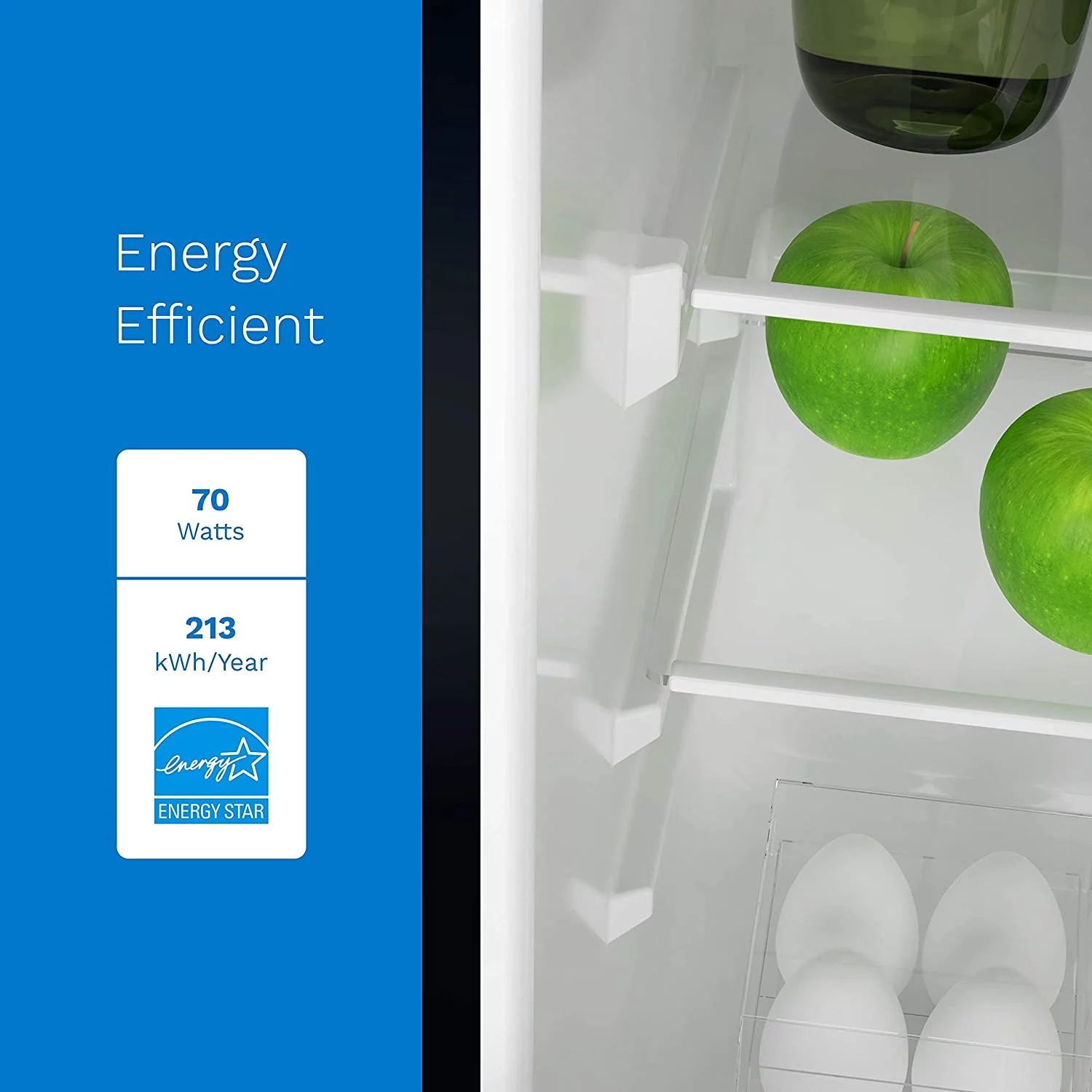 Mini Fridge - 2.4 Cubic Feet Under Counter Refrigerator with Small Freezer for Office, Dorm or Apartment with Removable Glass Shelves
