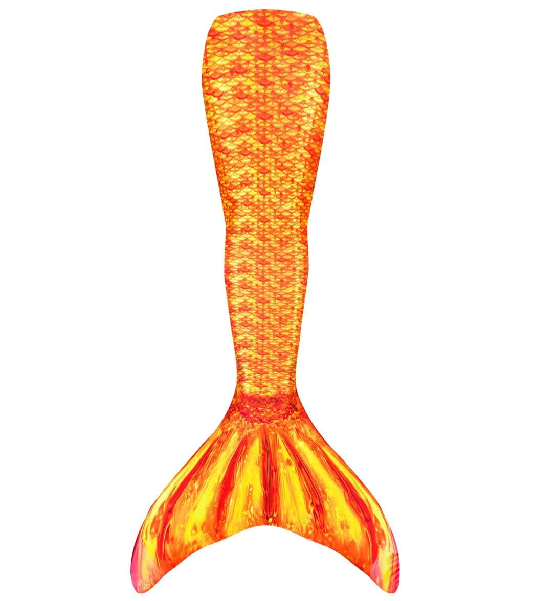 Fin Fun Mermaid Tail with Monofin for Swimming in Tropical Sunrise, Child 06, Orange