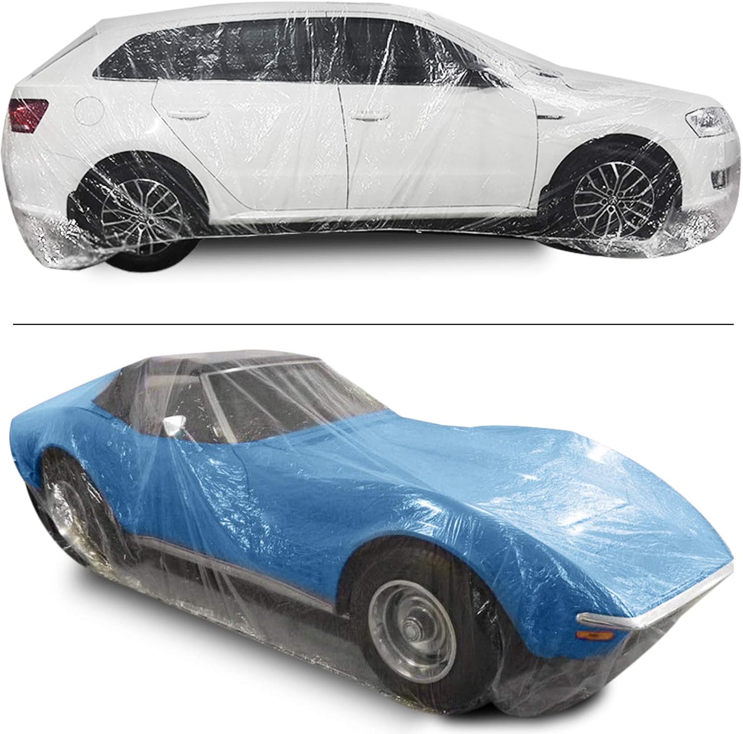 Bestauto Clear Plastic Car Cover 10pcs Disposable Car Covers, 22' x 12' Universal Plastic Car Cover, Waterproof Dust-Proof Full Cover, Outdoor Indoor Car Cover, Effective Protection, Universal Type
