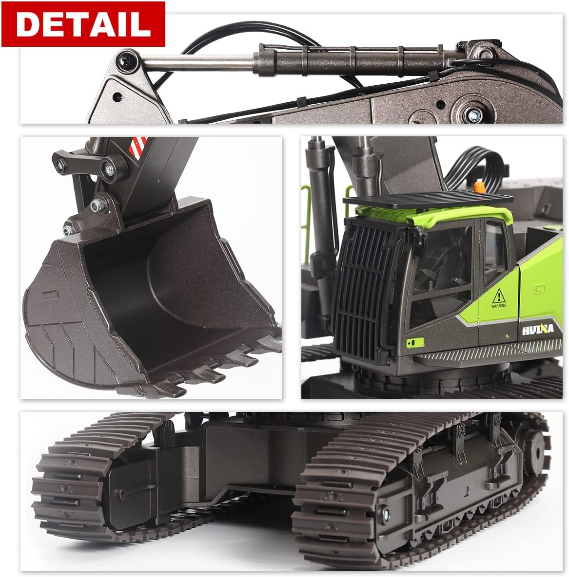 Huina 1593 rc Excavator for Kids Fully Functional Remote Control Excavator for Adults RC Construction Vehicle Toy with LED Light Sounds 2 Batteries… (HUINA 1593)