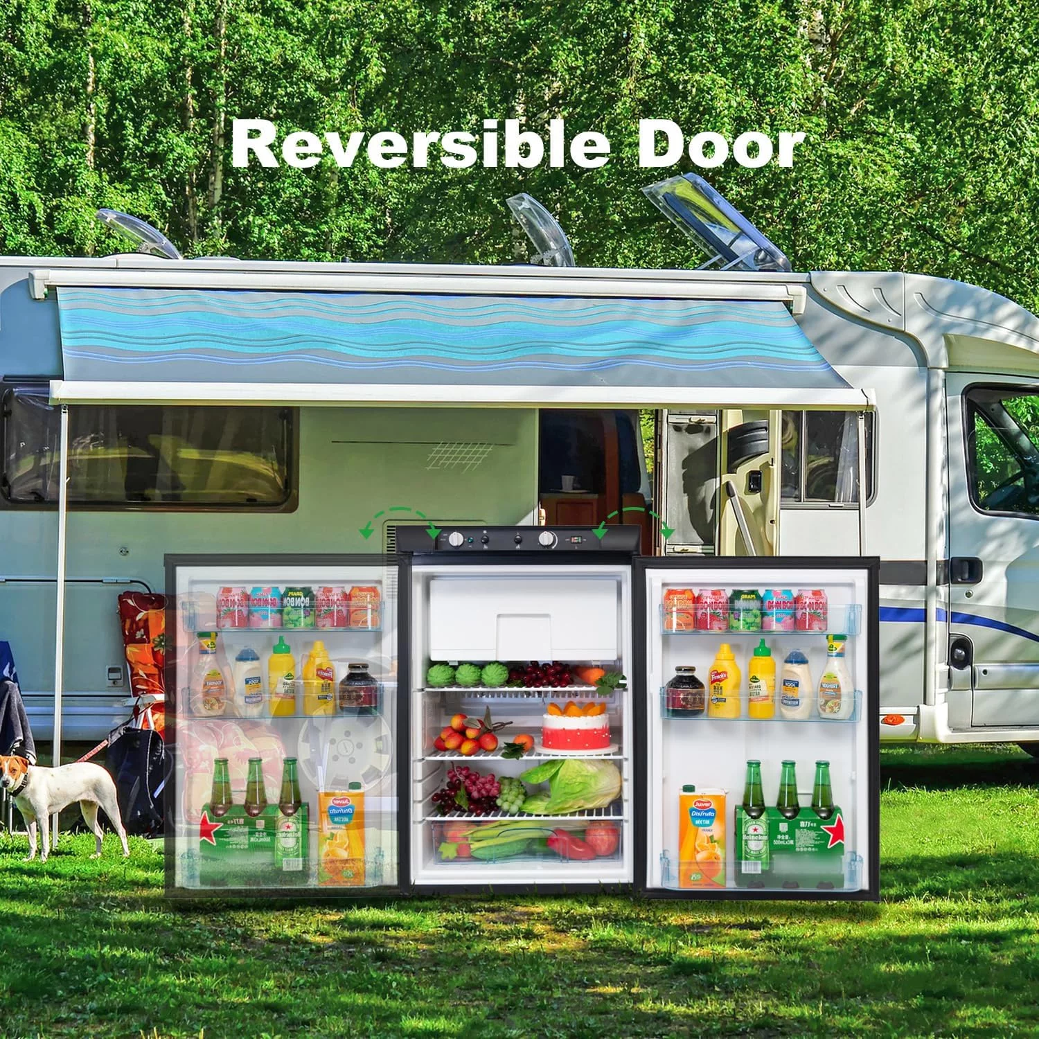 SMAD 3.5 Cu ft 3 Way Fridge, Refrigerator Freezer Combo, 12V/110V/LPG Camping Offgrid RV Travel Cabin Truck Outdoor