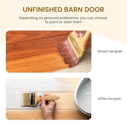 SMARTSTANDARD 36in x 84in Sliding Barn Door with 6.6ft Barn Door Hardware Kit Included, Unfinished Solid Spruce Wood Door, Assembly Required, DIY, Stainable, Natural