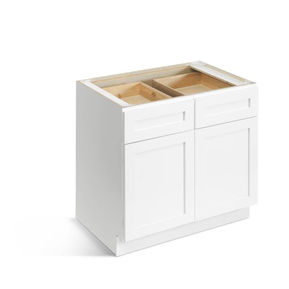 Valleywood Cabinetry 36-in W x 34.5-in H x 24-in D Pure White Birch Door and Drawer Base Stock Cabinet | BC36SFPW