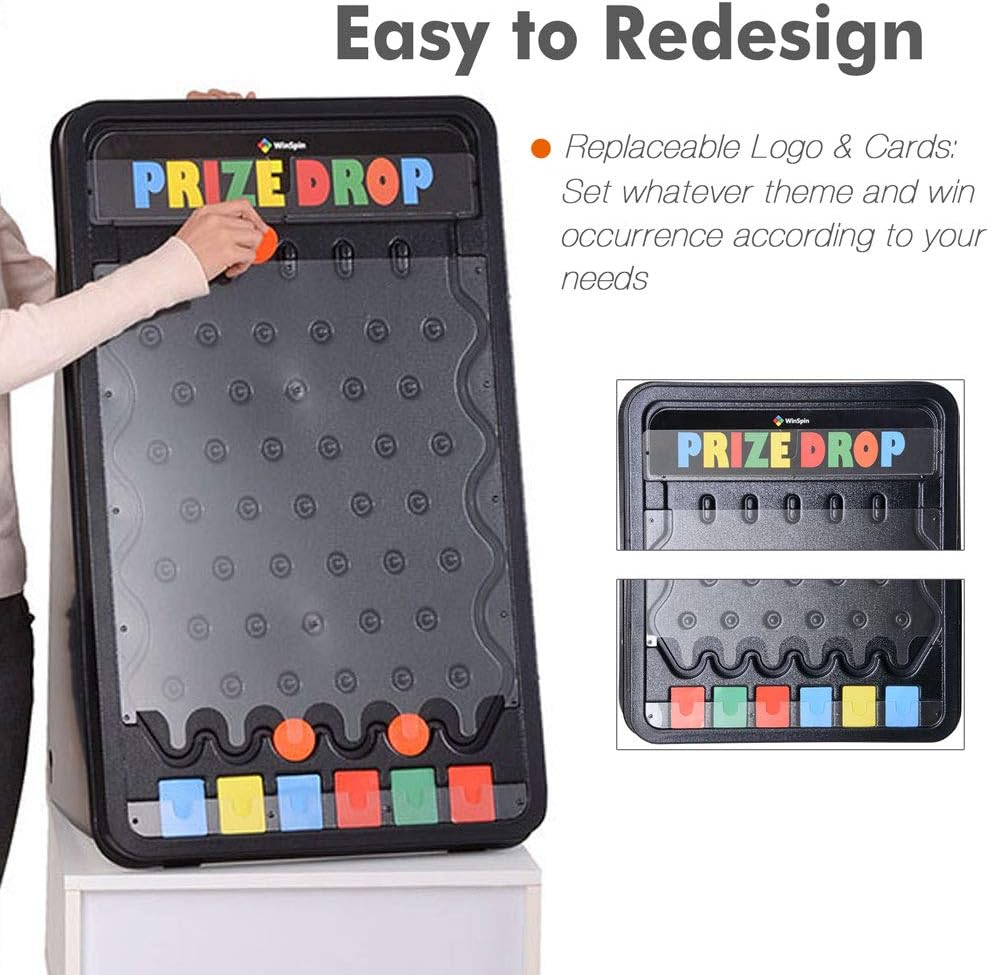 WinSpin 30 Prize Drop Plinko Board Disk Drop Game Customizable 6 Slots with 10 Pucks for Carnival Tradeshow Party