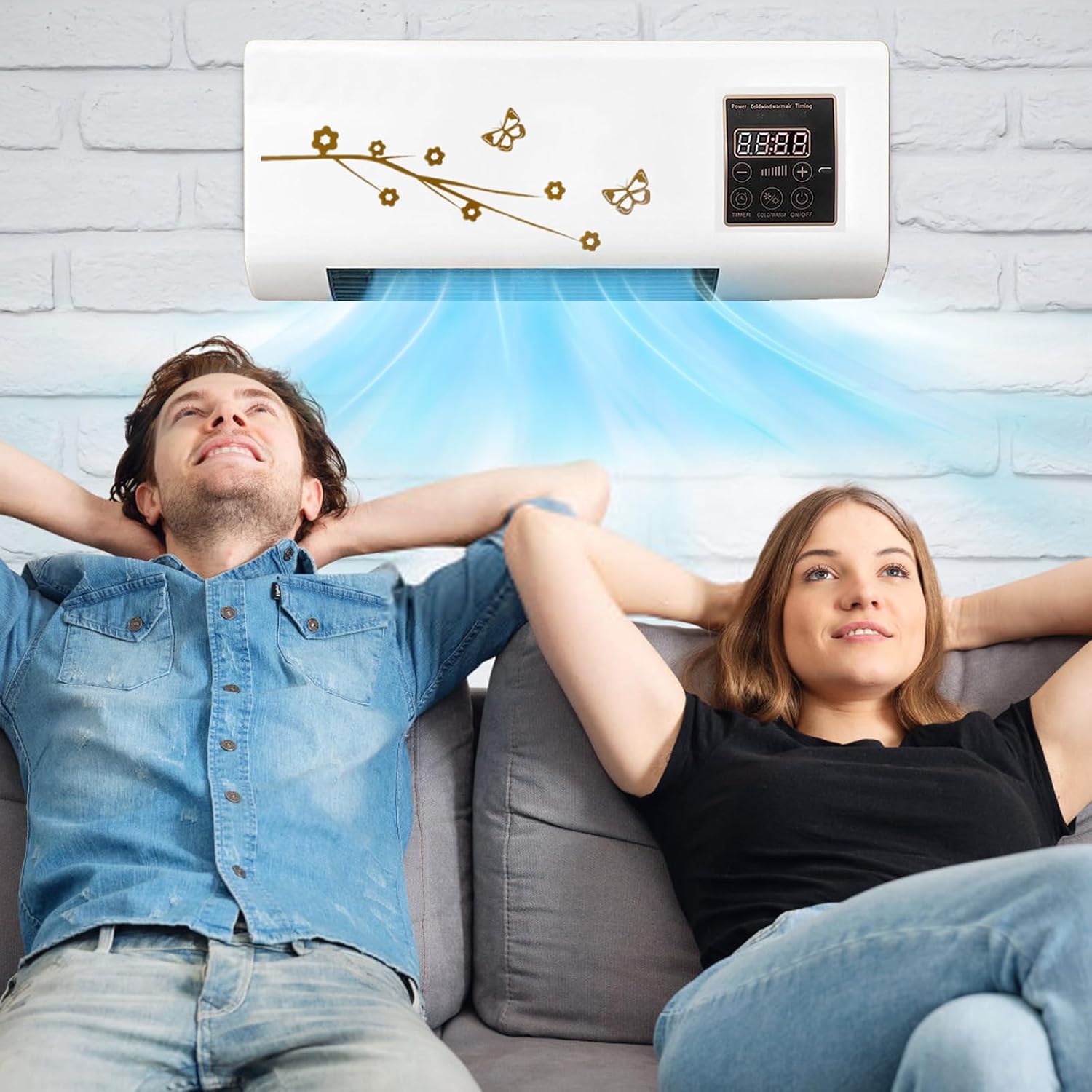 Air Conditioner Ductless Wall Air Conditioner with Remote Control 2024 Wall Air Conditioner for Bedroom Air Cooling Heating Fan for Bedroom Living Room