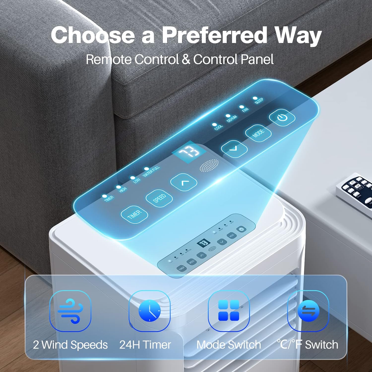 YONG Portable , 8000 BTU AC Unit with Dehumidifier & Fan Modes, Up to 350 Sq.Ft, Remote Control, 24H On/Off Timer, Quiet for Room, Window Mount Kit