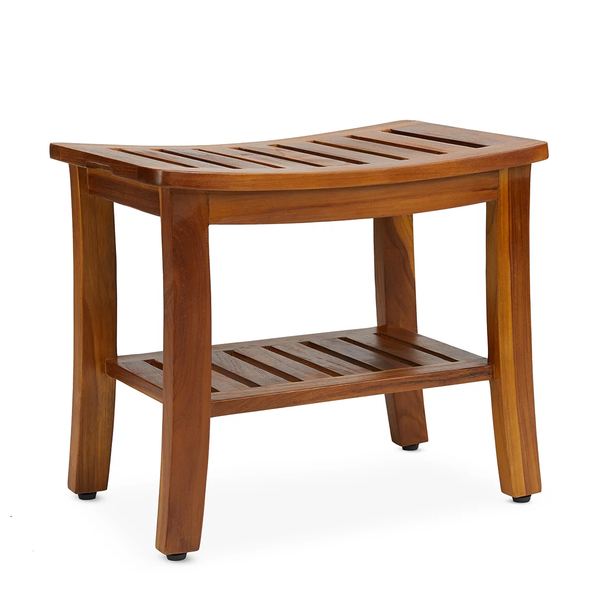 TeakCraft Teak Shower Bench with Shelf 21 Inch, Fully Assembled Teak Wood Shower Stool & Spa, Shower Bench for Elderly, Indoor and Outdoor Use, The Hermod