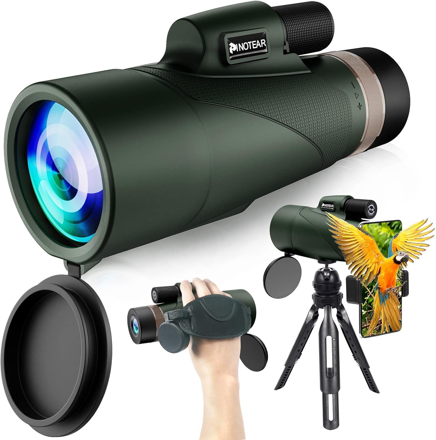 10-30X50 Monocular Telescope, with Smartphone Adapter and Tripod High Power HD Monoculars BAK4 Prism Low Light Night Vision Monoculars for Bird Watching Hunting Concert Camping