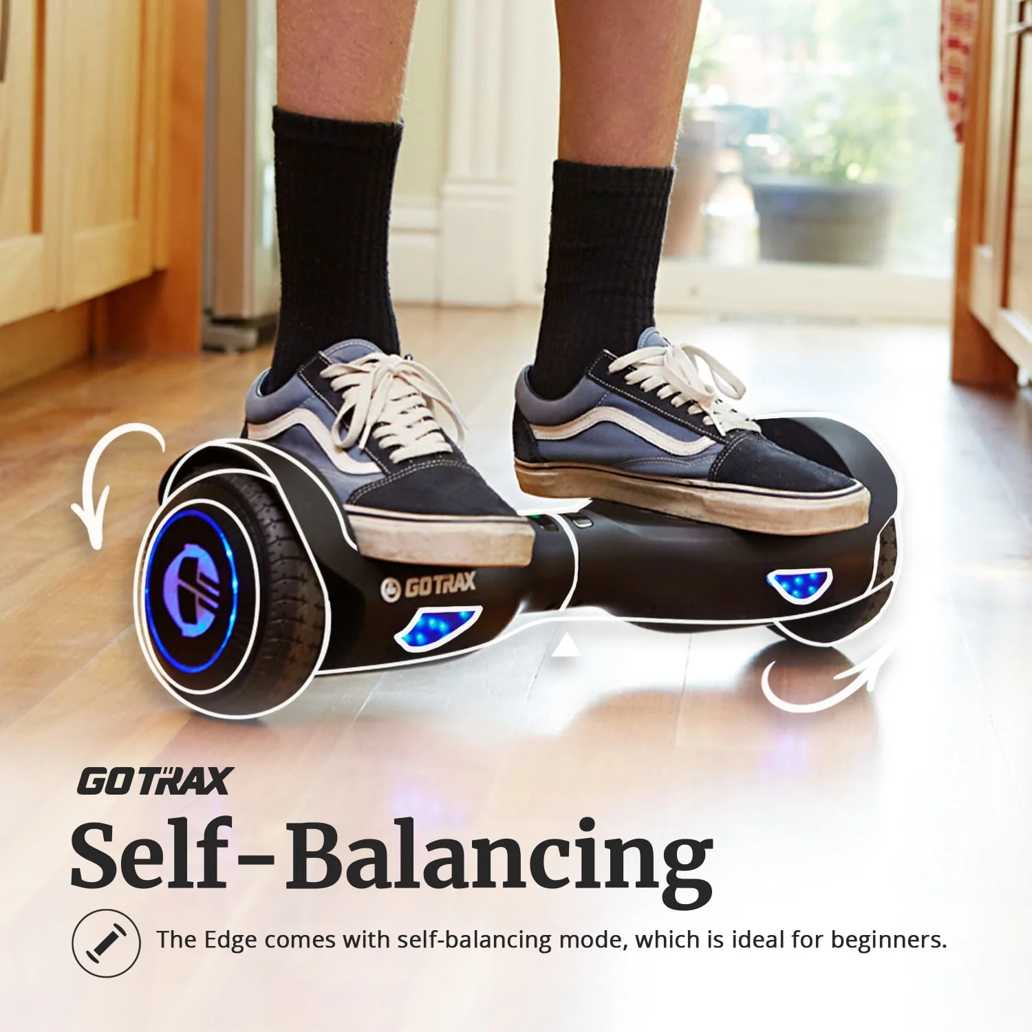 Gotrax Edge Hoverboard for Kids Adults, 6.5 Tires 6.2mph & 2.5 Miles Self Balancing Scooter, Black