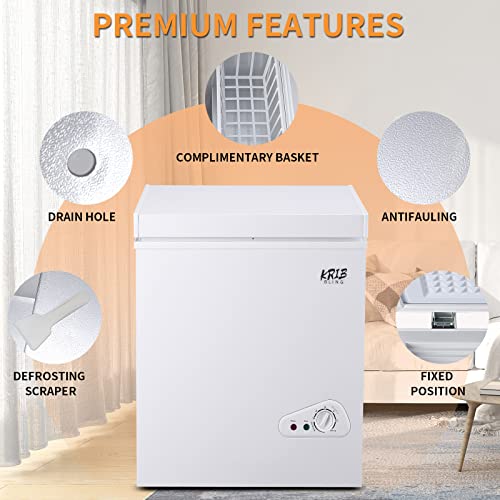 KRIB BLING Deep Freezer, Chest Freezer for Daily Usage， Top Door Opened Freestanding Chest Freezer, White