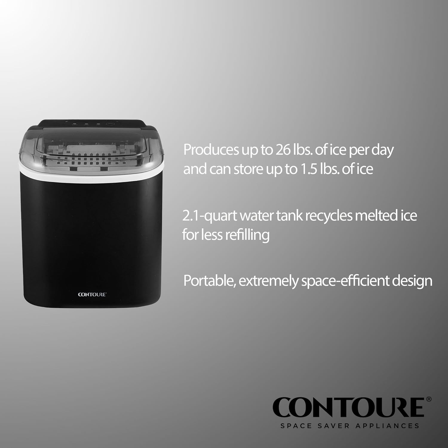 RV Ultra-Compact Portable Ice Maker | Perfect for RV's | Produces 26 lbs. of Ice Daily | Convenient Handle and Electronic Controls | ICE-50BK