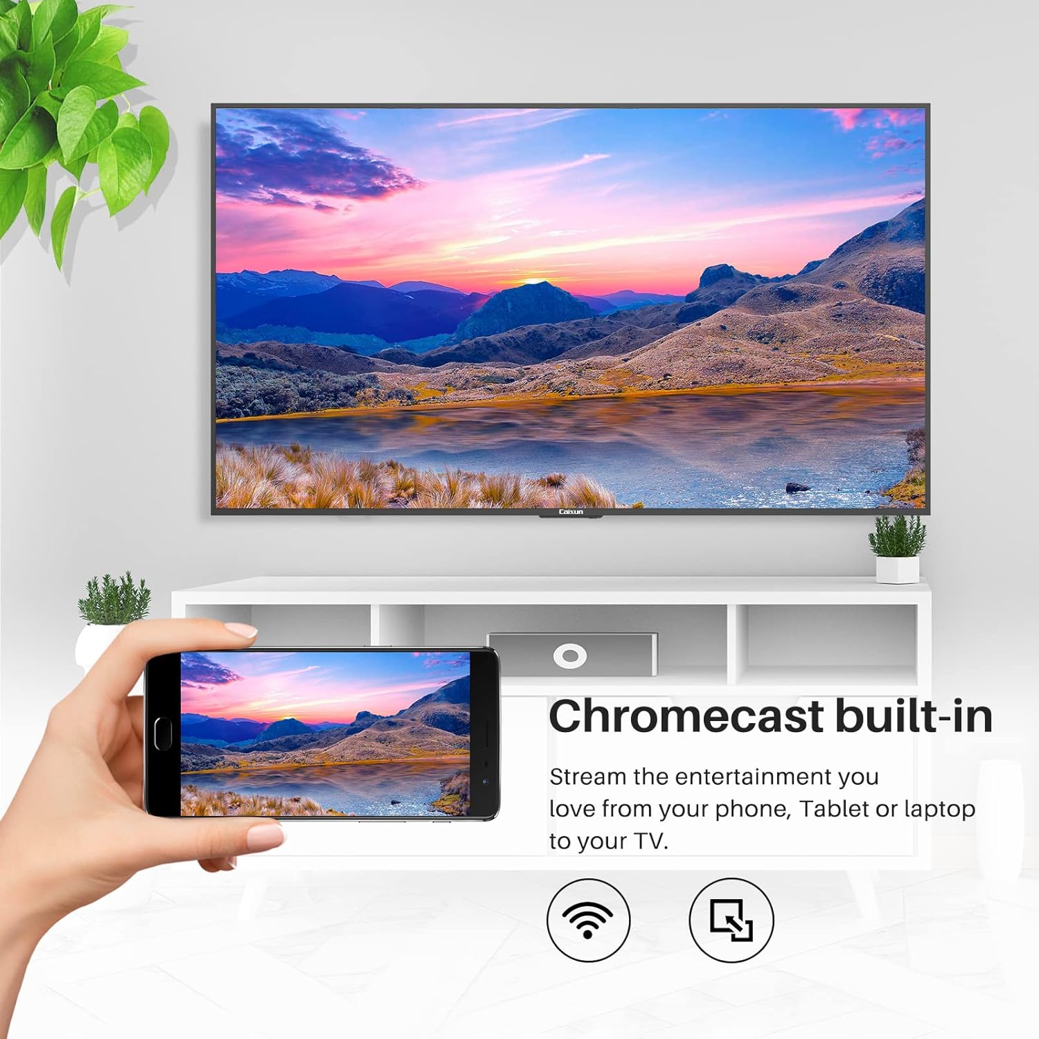 Caixun EC50S1A, 50 inch 4K UHD HDR Smart Android TV with Google Assistant (Voice Control), Screen Share, HDMI, USB, Wi-Fi, Bluetooth(2021 Model)