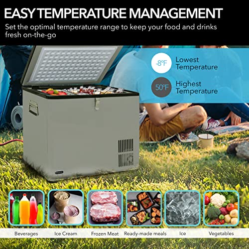 Whynter FM-452SG 45 Quart Slimfit Portable Refrigerator, AC 115V/ DC 12V Real Freezer for Car, Home, Camping, RV-8°F to 50°F