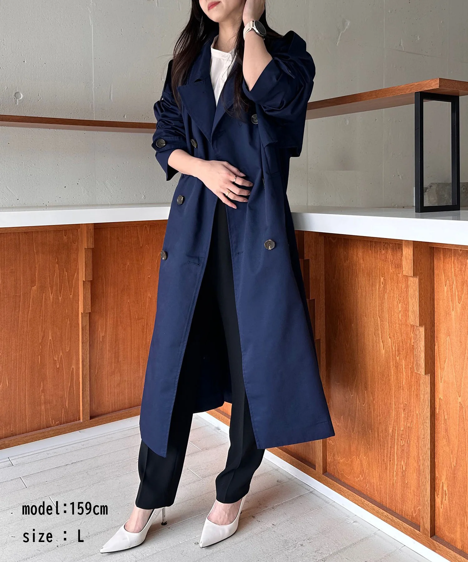 【SETUP7】Outer Trench Coat Double-Breasted Oversized Trench Big Silhouette Long Length Pocket Long Sleeve Spring Coat