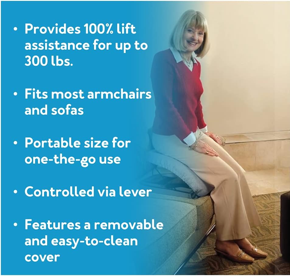 Carex Upeasy Power Seat, Portable Electric Lifting Seat, with Support for Up to 300 Pounds, Provides 100% Assistance , Navy Blue