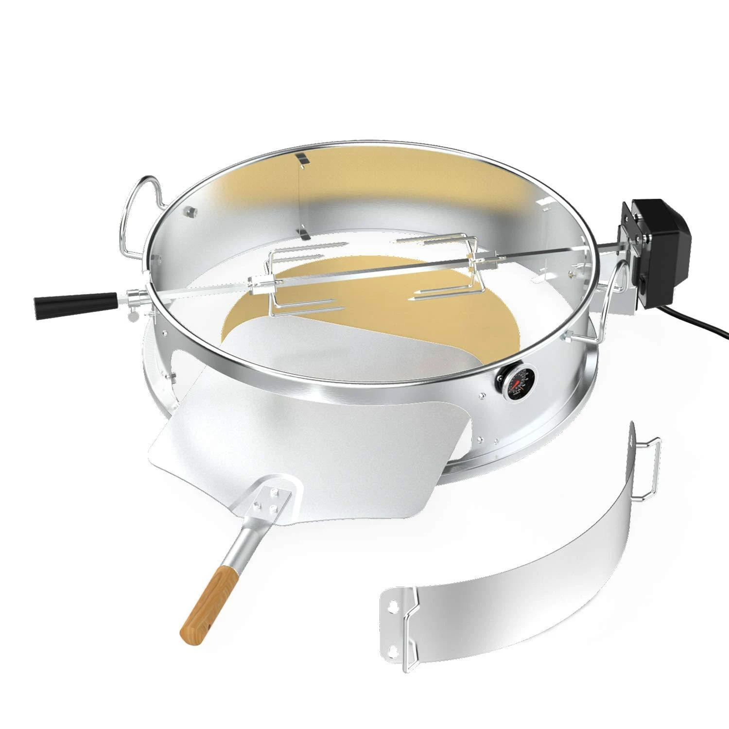 Only Fire Multi-Purpose Stainless Steel Rotisserie Ring Kit for Weber 22 1/2x22 Kettle and Other Similar Grills