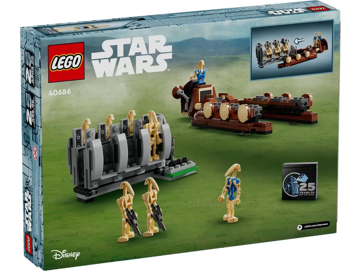 LEGO Star Wars 25th Anniversary 40686: Trade Federation Troop Carrier Buildable Model - Celebrate The Phantom Menace with 8 Figures and Iconic Rack Feature!