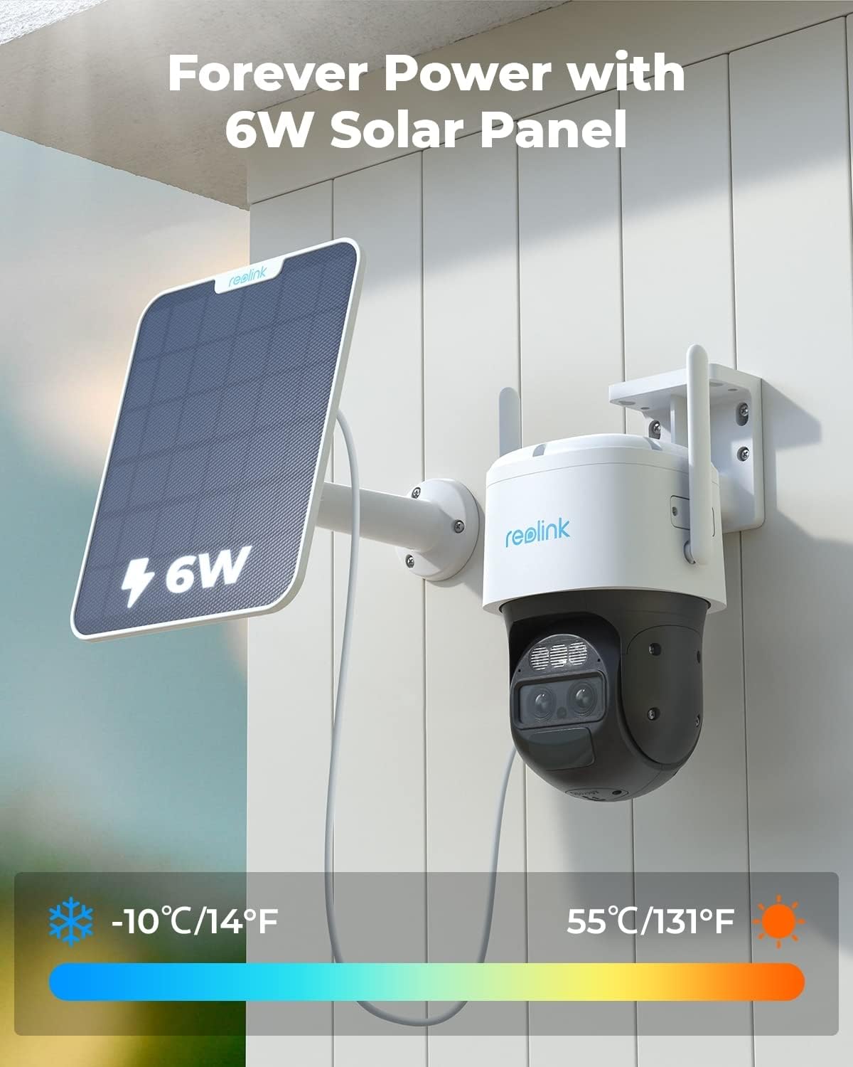 REOLINK Security Cameras Wireless Outdoor, Pan Tilt, Auto Tracking, 6X Hybrid Zoom, Solar Powered with 2K Color Night Vision, 2.4/5GHz WiFi, Local Storage, No Monthly Fee, Trackmix+Solar Panel