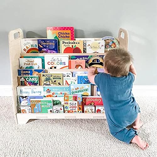 Bush Acres Large Montessori Bookshelf | Toddler Bookcase - Kids Library - Montessori Wooden Furniture | Nursery Gift | Wooden Book Shelf - Made in USA