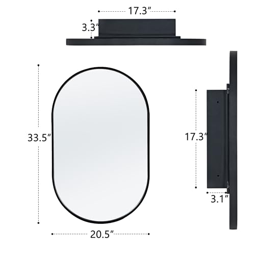 sogesfurniture Recessed Bathroom Medicine Cabinet with Mirror, 36"x24" Arched Recessed Bathroom Medicine Cabinet with Beveled Mirror, Wall Cabinet with Mirror Aluminum Frame, Silver