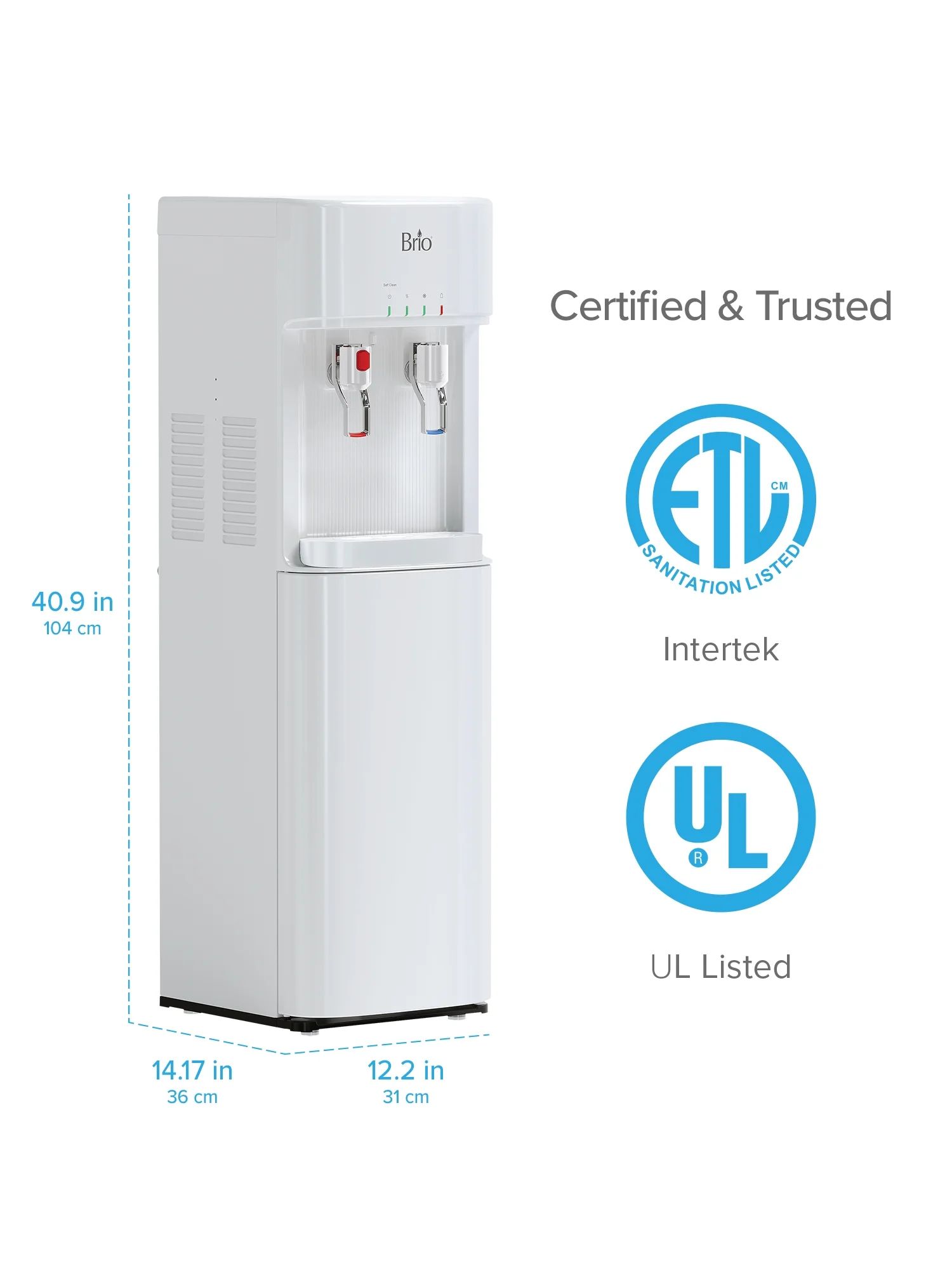 Brio Bottom Load Water Cooler Dispenser for 5 Gallon Bottles – Paddle Dispensing, CLBL320WSCP